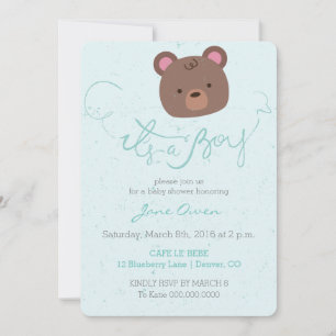 C'est une invitation baby shower d'ours en peluche