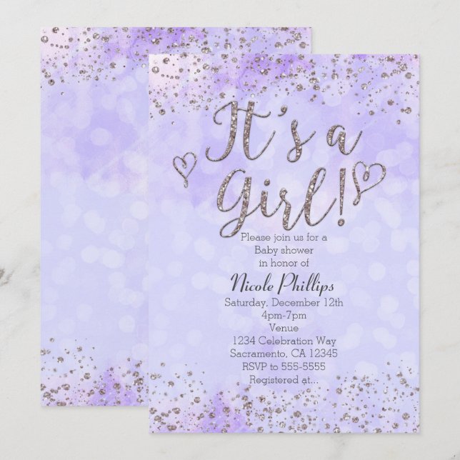 C'est une invitation bébé fille pour une baby show (Devant / Derrière)