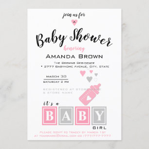 C'est une invitation de Baby shower de fille