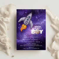 C'est une invitation de baby shower de fusée spati