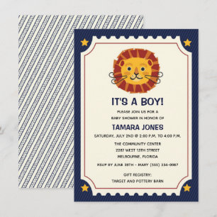 C'est une Invitation de Baby shower de Lion de la 