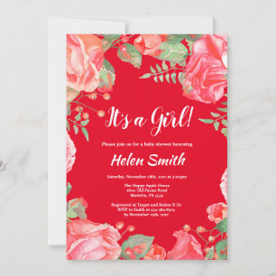 C'est une invitation de baby shower Fille Fleur Ro