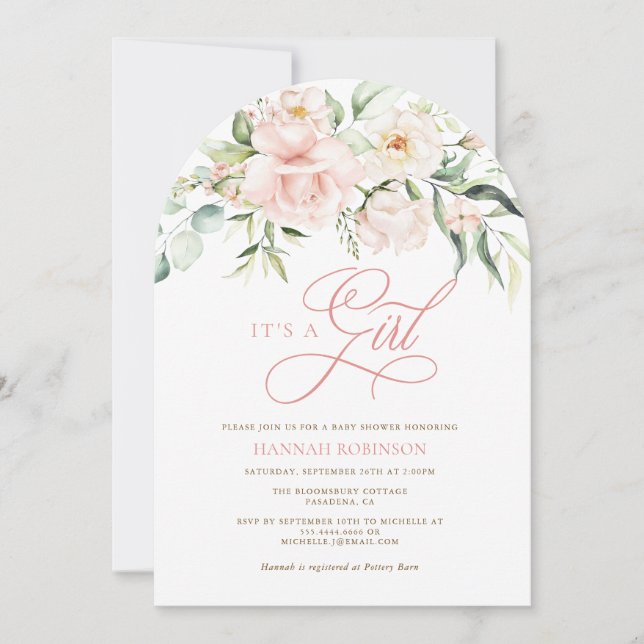 C'est une invitation de Baby Shower Fleurs Blush F (Devant)
