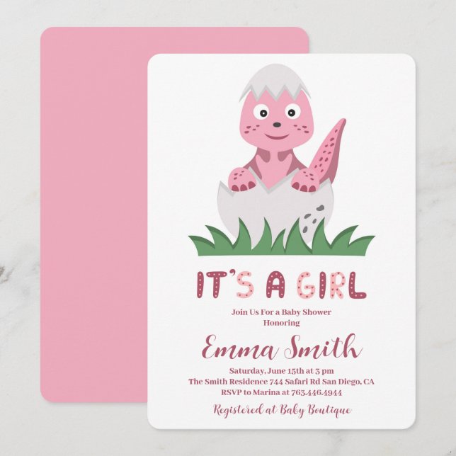 C'est une invitation de baby shower pour fille ave (Devant / Derrière)