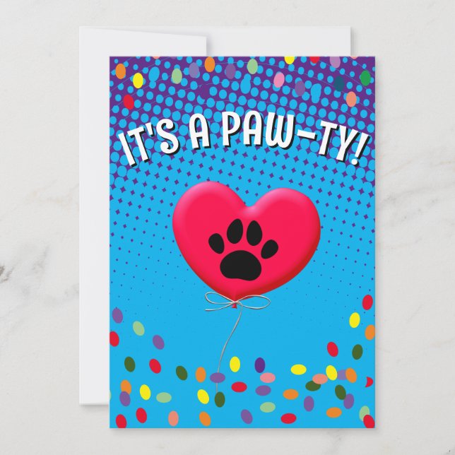 C'est une invitation de fête pour chien à dégradé  (Devant)