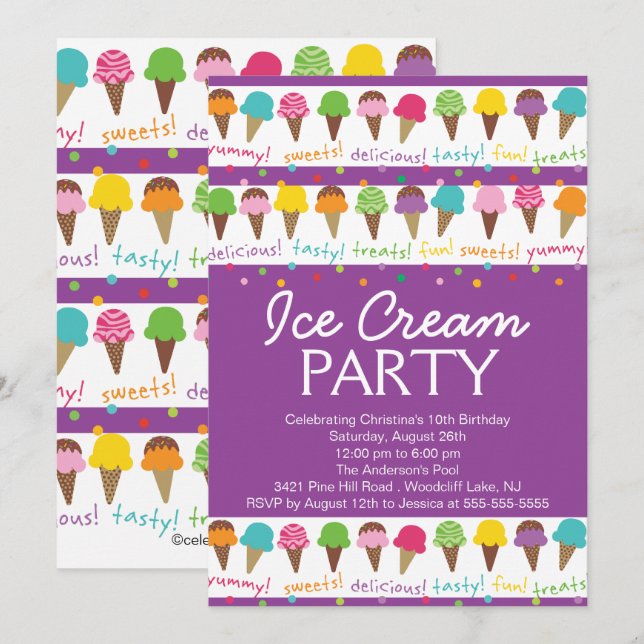 C'est une invitation de partie de crème glacée (Devant / Derrière)