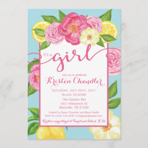 C'est une invitation florale de baby shower de
