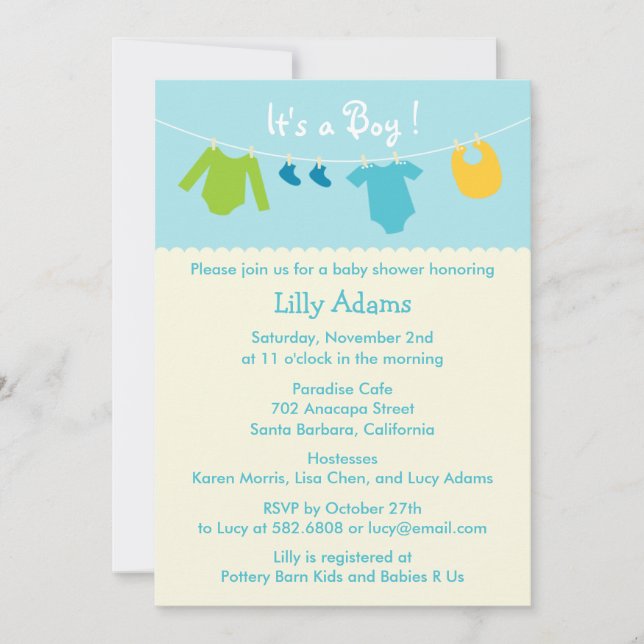 C'est une invitation pour un Baby shower (Devant)