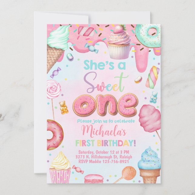 C'est une invitation Sweet One girl 1er anniversai (Devant)