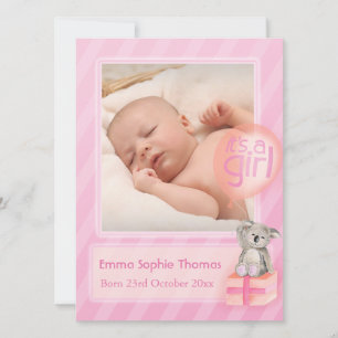 C'est une photo de fille carte de faire-part bébé 