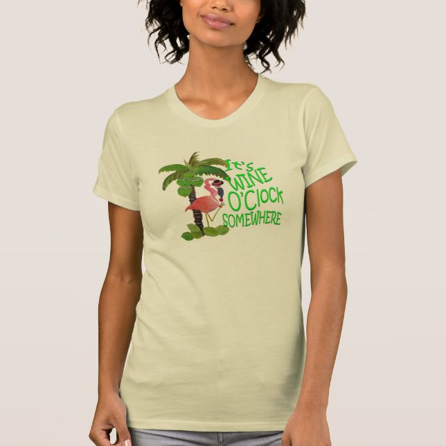 C'est Wine O'Clock Un Flamant rose T-shirt (Devant)