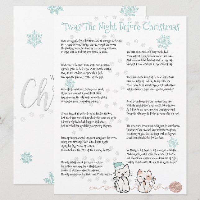 ‘C'était la nuit avant Noël, Chats Amusants (Devant / Derrière)