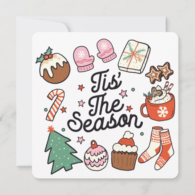 Cette Carte De Fêtes De Noël Rétro De La Saison (Devant)