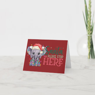Cette carte Père Noël de Noël éléphant