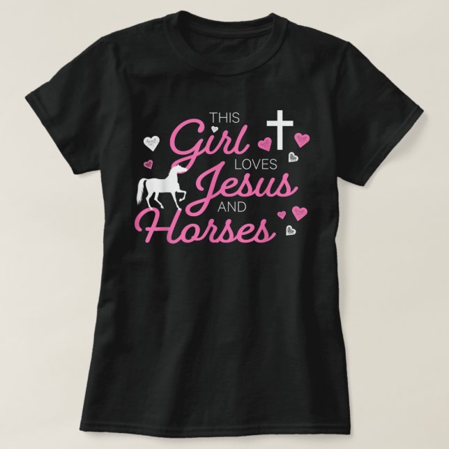 Cette Fille Aime Jésus Et Chevaux T-shirt (Design devant)