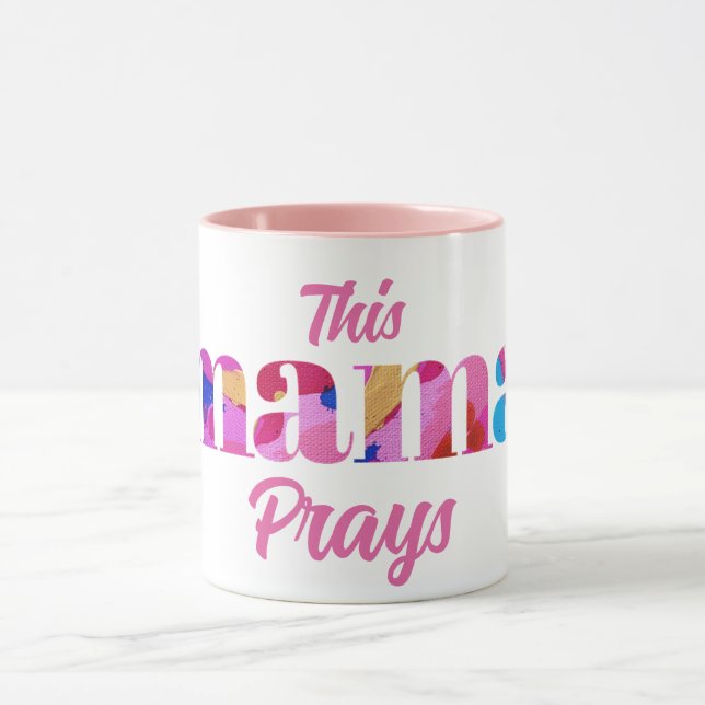 Cette maman prie pour le cadeau Pink Abstrait Mug  (Centre)