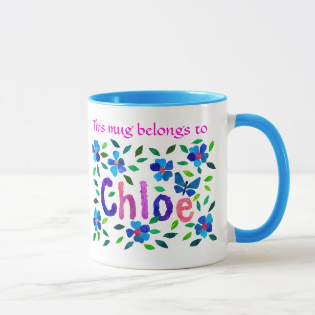 'Cette Mug appartient à Chloe' Ringer Mug (Droite)