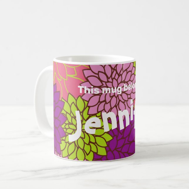 Cette tasse appartient à .. Votre nom .. Floral gr (Devant gauche)