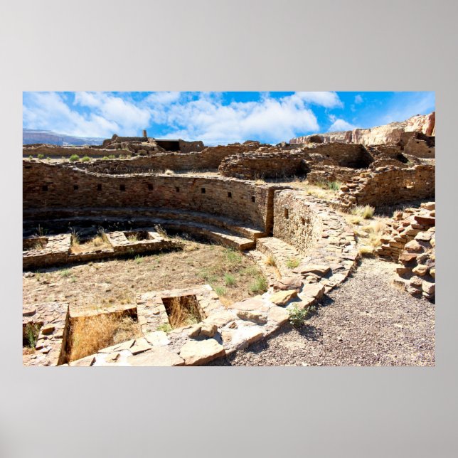 Chaco Canyon Pueblo Bonito, Nouveau-Mexique Poster (Devant)