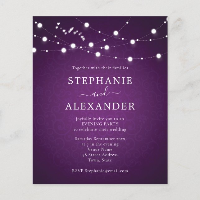 Chaîne Budget Lights Coeurs Violet Mariage Soirée (Devant)