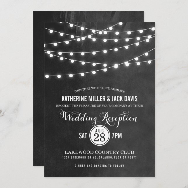 Chaîne de charbon Lumières de mariage Invitation d (Devant / Derrière)