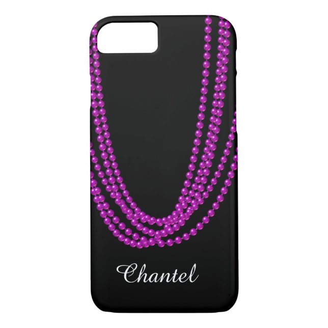 Chaîne de Coque Pearls iPhone 7 en violet (Dos)
