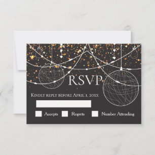 Chaîne de lumières Carte de réponse Gold confetti