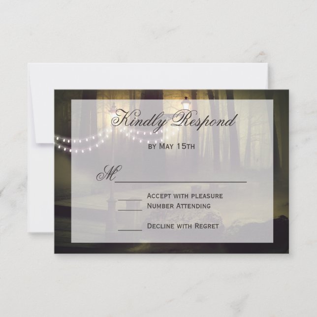 Chaîne de lumières Cartes RSVP de mariage rustique (Devant)