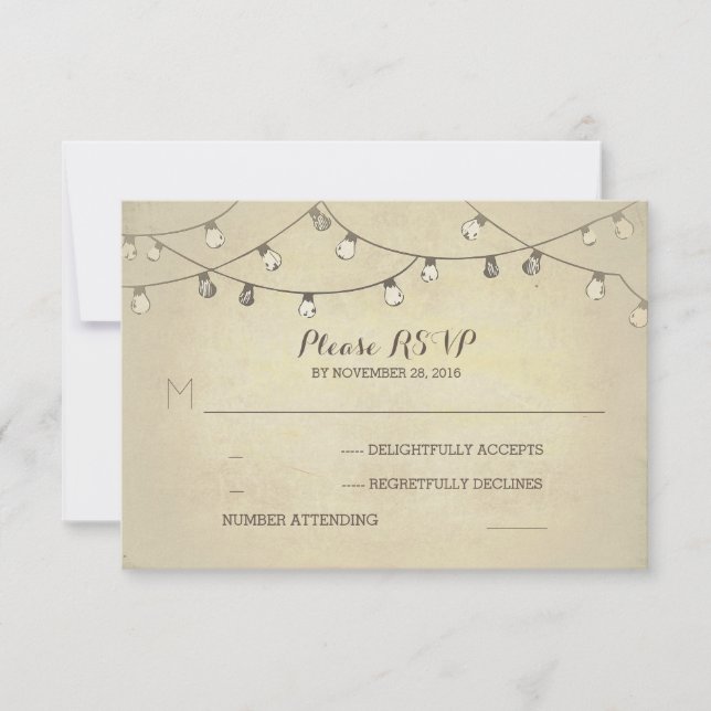 Chaîne de lumières cartes RSVP mariage (Devant)