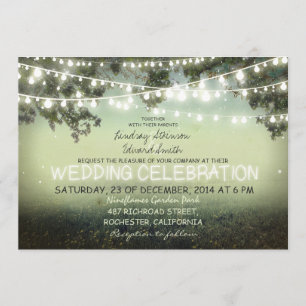 chaîne de lumières faire-part de mariage rustique