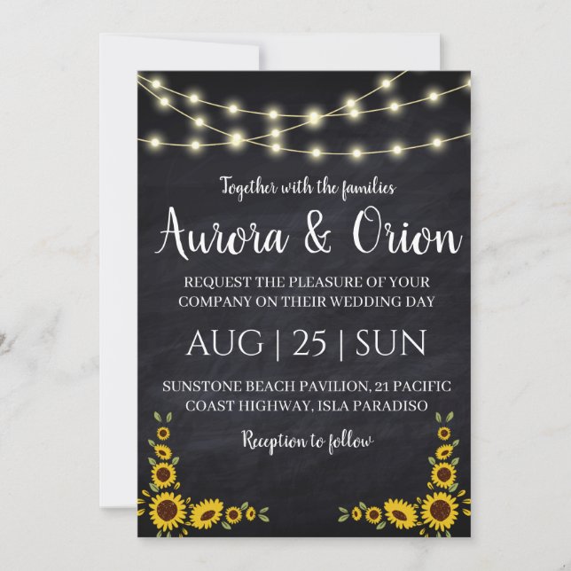 chaîne de lumières invitations de mariage tourneso (Devant)