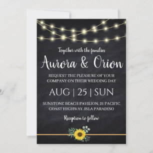chaîne de lumières invitations de mariage tourneso
