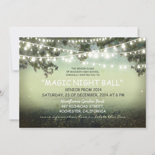 chaîne de lumières rustique Prom nuit Invitations (Devant)