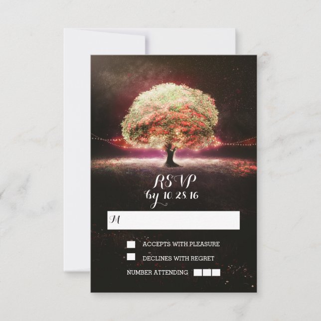 Chaîne de lumières trois cartes RSVP mariage (Devant)