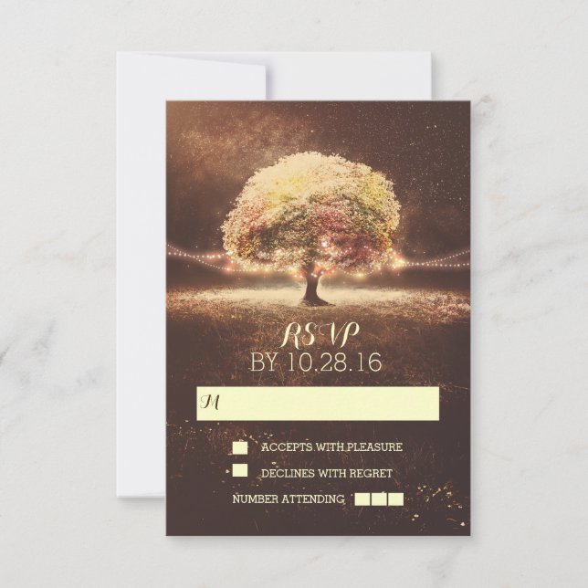 Chaîne de lumières trois cartes RSVP mariage (Devant)