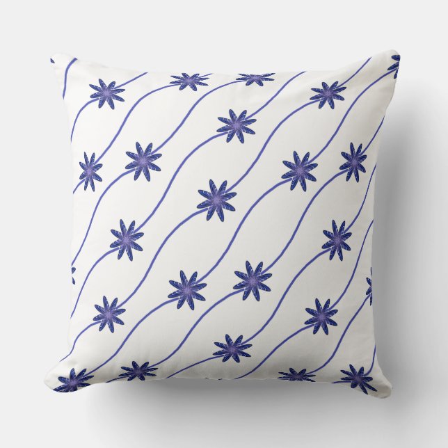 Chaîne de marguerite blanche et bleue Coussin de m (Recto)