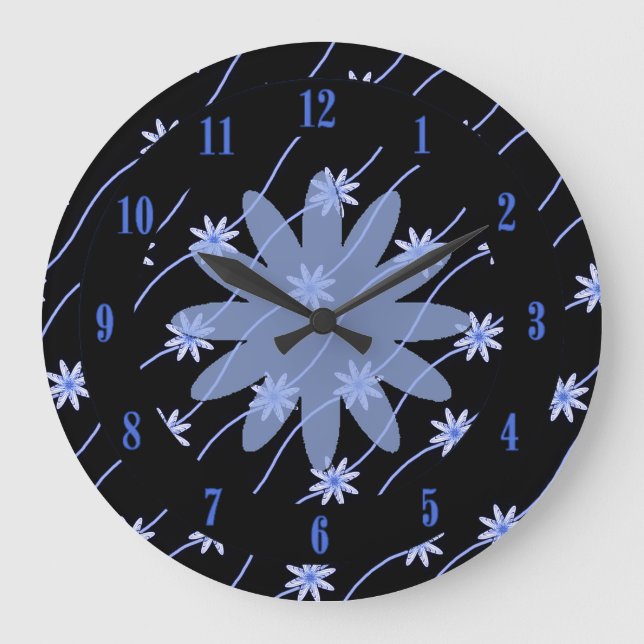 Chaîne de marguerite bleue Motif Floral Horloge mu (Recto)