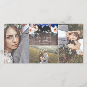 Chaîne Florale rustique éclaire Merci Mariage bois