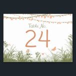 Chaîne Lumières Fleur sauvage Numéro de table Cart<br><div class="desc">Elégante chaîne de terrain clair fleur sauvage thème mariage carte numéro de table de . La partie Extraordinaire de votre mariage moderne stationnaire. Cartes de lieu brillantes et élégantes pour votre mariage campagnard classique avec des lampes à cordes scintillantes.</div>