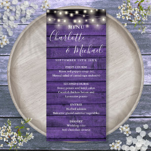 Chaîne Lumières violet rustique Mariage Menu