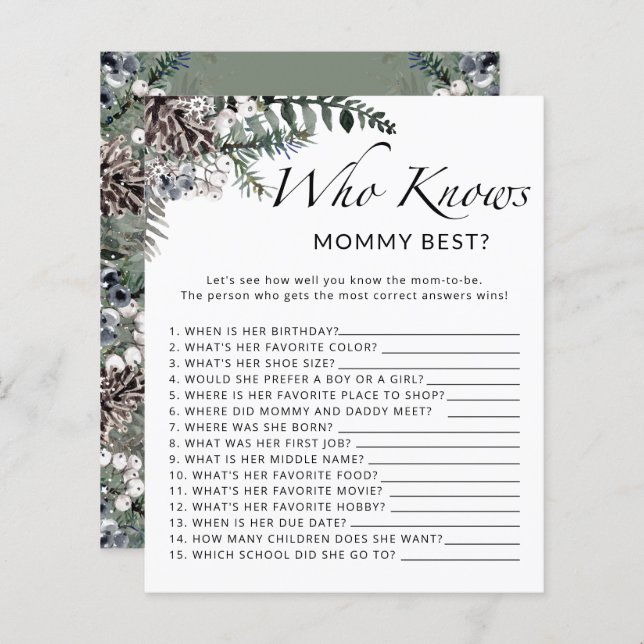 Chaîne pour bébé d'hiver Qui connaît maman meilleu (Devant / Derrière)