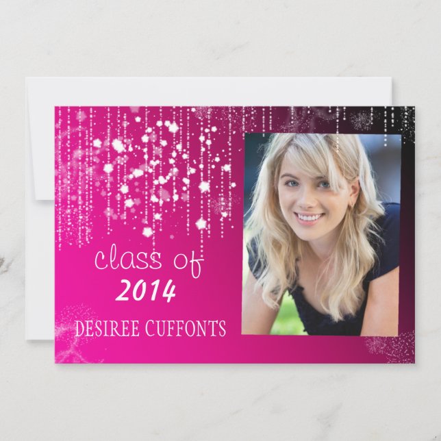 Chaînes de cartes de diplômes en photo rose vif (Devant)