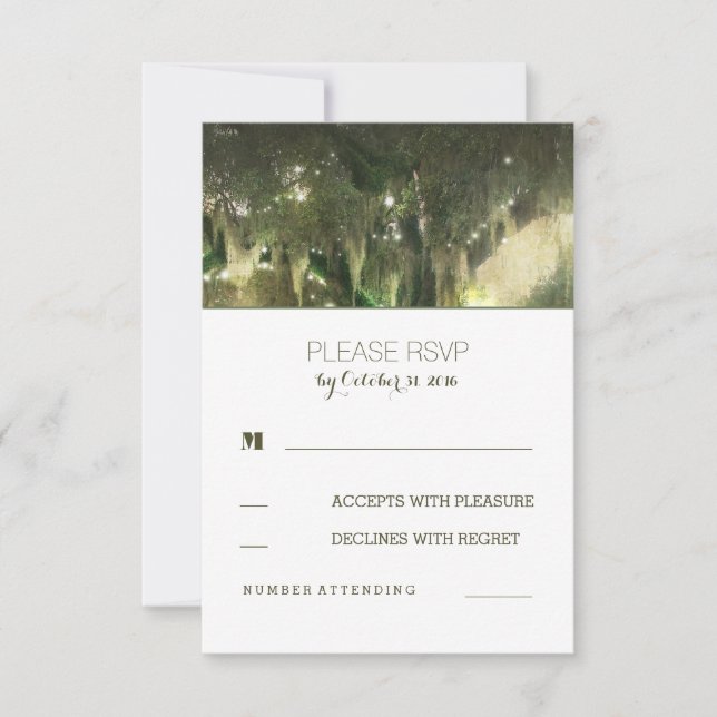 Chaînes de lumière Arbre de mariage rustique Carte (Devant)