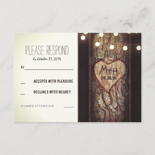 Chaînes de lumière Carved Coeur mariage RSVP Carte