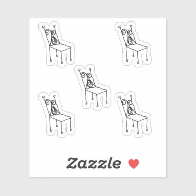 Chair Line Drawing Custom-Cut Vinyl Stickers (Feuille)