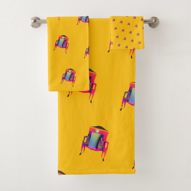 Chaise abstraite décorative diagonale jaune (En situation)