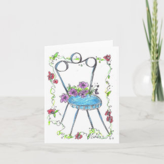 Chaise antique de fleur dessinant le carte pour