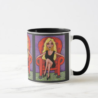 Chaise blonde et rouge impertinente - tasse