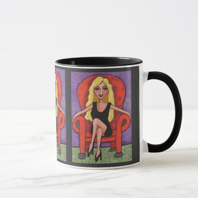 Chaise blonde et rouge impertinente - tasse (Droite)