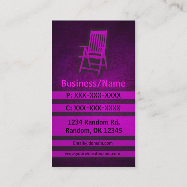 Chaise grunge rose sur mesure cartes de visite (Devant)